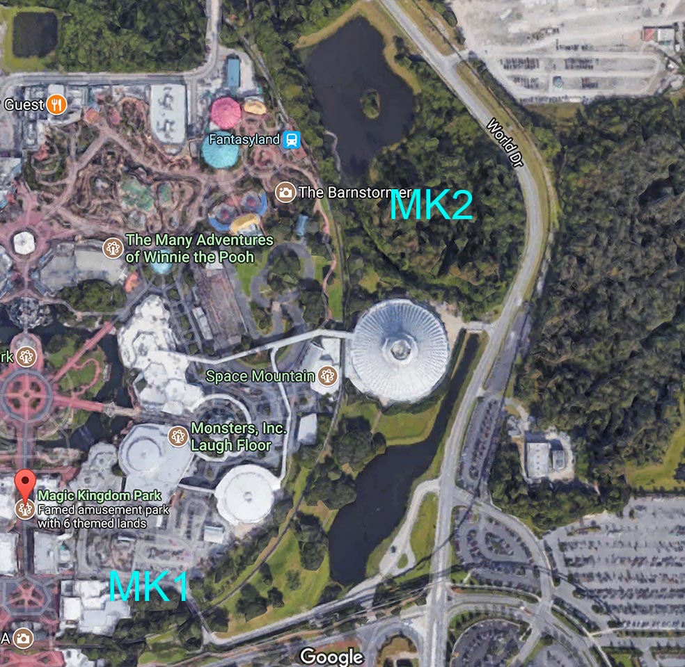 Magic Kingdom satellite view Tron and theater
